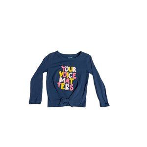 Harper Canyon Youth Kids 3 Blue Long Sleeve Your Voice Matters Tie Front Graphic